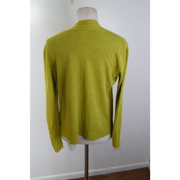 Eileen Fisher Sweater Womens Small Green Open Front Cardigan 100% Organic Linen - Picture 3 of 5